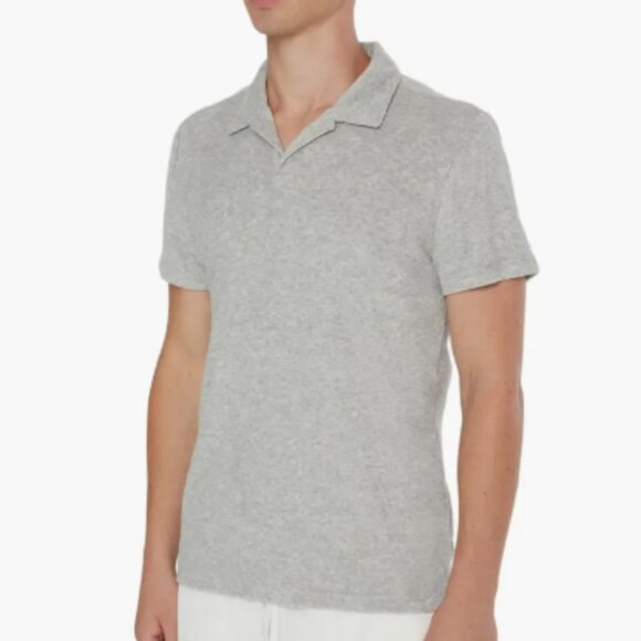 Onia Towel Terry Johnny Collar Polo Grey Large - Picture 1 of 6